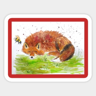 Sleeping Fox and a Bumble bee Sticker